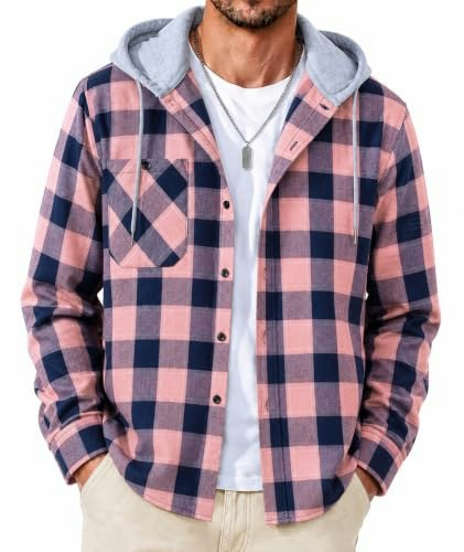 Scodi Men's Flannel Hooded Plaid Shirt: $24.69