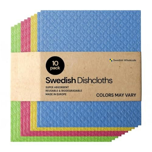 Swedish Wholesale 8" x 7" Reusable Dishcloths 10-Pack: $14.90 Swedish Wholesale 8" x 7" Reusable Dishcloths 10-Pack: $14.90