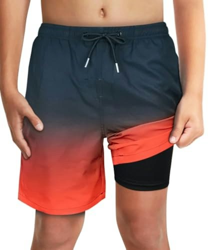 Boys' Black and Red Ombre Compression Lined Swim Trunks Size 14-16: $18.96 Boys' Black and Red Ombre Compression Lined Swim Trunks Size 14-16: $18.96