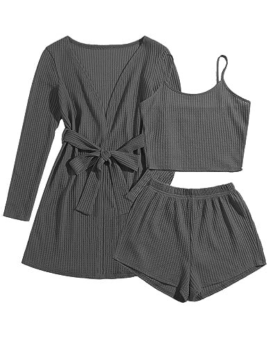 Ekouaer Women's 3-Piece Waffle Knit Pajama Set: $18.98 Ekouaer Women's 3-Piece Waffle Knit Pajama Set: $18.98