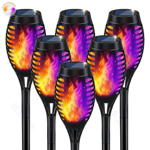 Orange and Purple Flickering Flame Solar Halloween Lights: $25.99 Orange and Purple Flickering Flame Solar Halloween Lights: $25.99