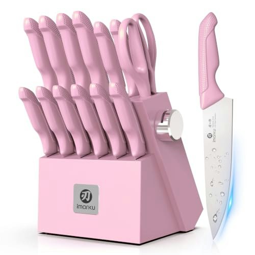 imarku 14-Piece Kitchen Knife Set with Block and Sharpener: $79.99 imarku 14-Piece Kitchen Knife Set with Block and Sharpener: $79.99