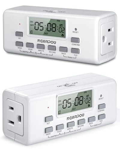 Nearpow 7-Day Programmable Digital Timer Outlet 2-Pack: $17.59
