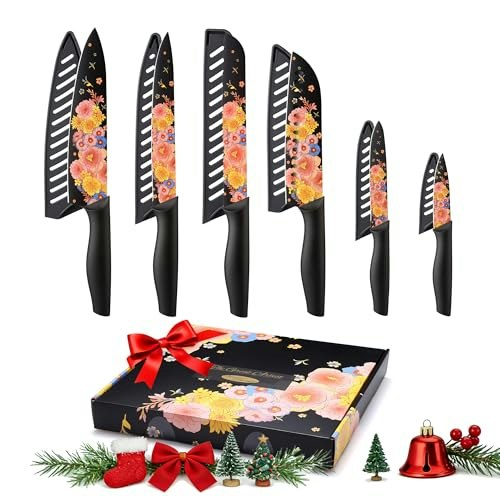 Marco Almond 6-Piece Stainless Steel Knife Set with Blade Guards: $7.59
