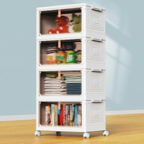 Yfxcvsl 23.5-Quart 4-Tier Stackable Storage Bins with Lids: $30.39