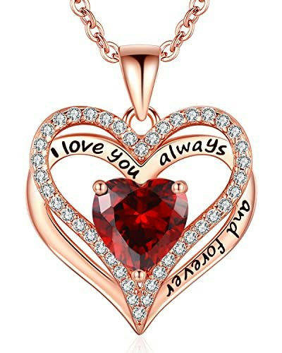 Rose Gold January Birthstone Heart Necklace: $103.99 Rose Gold January Birthstone Heart Necklace: $103.99