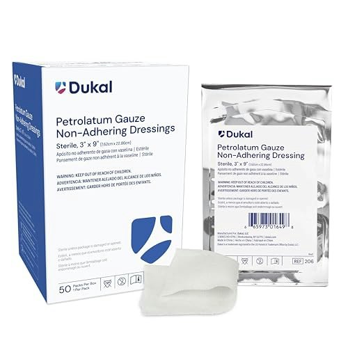 Dukal 3" x 9" Sterile Petrolatum Gauze 50-Pack: $36.60 Dukal 3" x 9" Sterile Petrolatum Gauze 50-Pack: $36.60