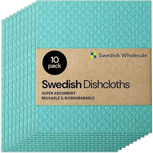 Swedish Wholesale 8" x 7" Reusable Cellulose Dishcloths 10-Pack: $14.90 Swedish Wholesale 8" x 7" Reusable Cellulose Dishcloths 10-Pack: $14.90