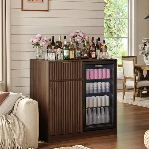 Fluted Mini Fridge Coffee Bar Cabinet: $173.27 Fluted Mini Fridge Coffee Bar Cabinet: $173.27
