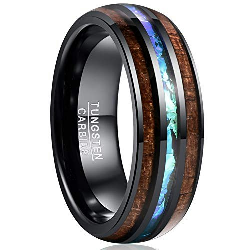Vakki 8mm Blue Opal Inlay Tungsten Wedding Band: $19.98