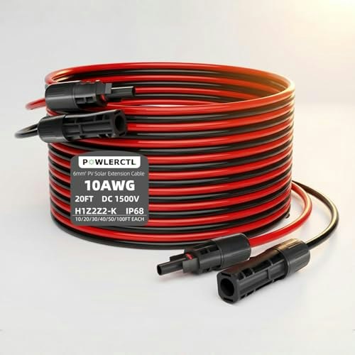 Powlerctl 20-Foot 10 AWG Solar Panel Extension Cable: $23.19 Powlerctl 20-Foot 10 AWG Solar Panel Extension Cable: $23.19