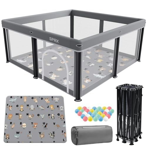 Foldable Baby Playpen with Mat and 50 Balls: $71.99