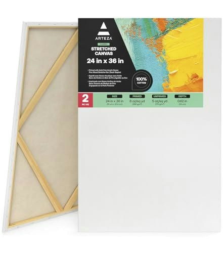 Arteza 24" x 36" Stretched Canvas 2-Pack: $35.24