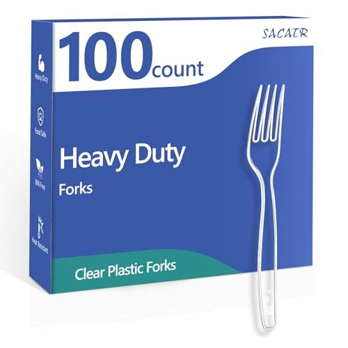 Sacatr Heavy Duty Clear Plastic Forks 100-Count: $7.19