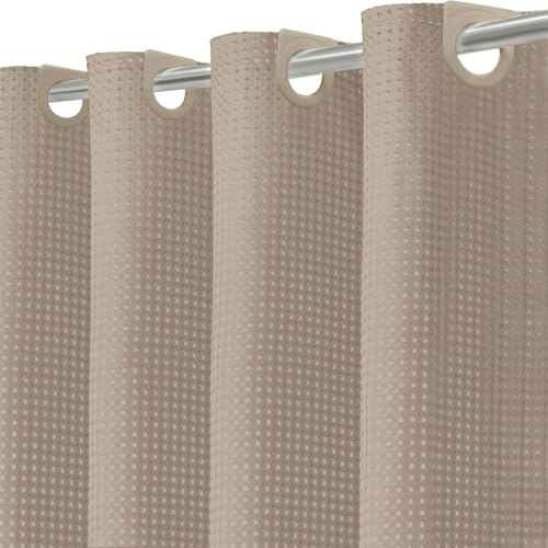 Inhousolu No Hook Waffle Weave Shower Curtain with Snap-in Liner: $20.79