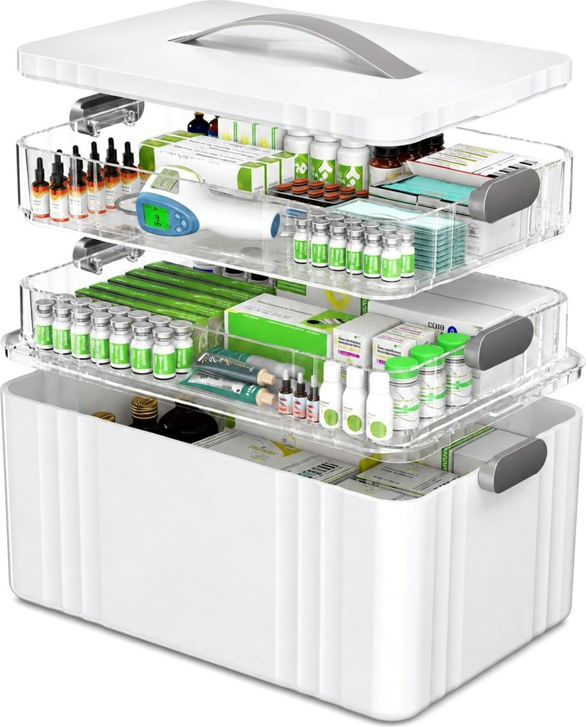 3-Tier Portable Medicine Organizer w/ Handle: $17 3-Tier Portable Medicine Organizer w/ Handle: $17