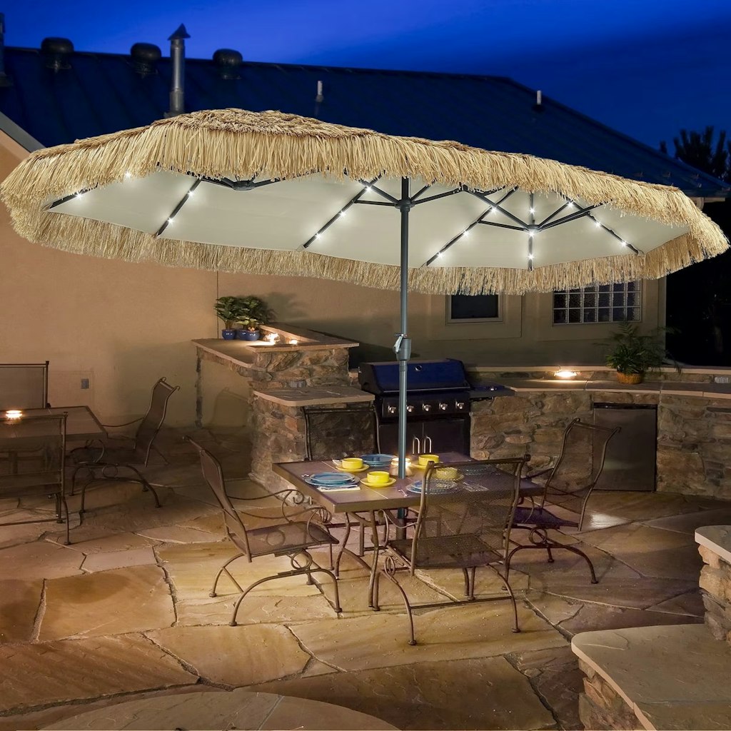 Ainfox 13-Foot Thatched Tiki Patio Umbrella: $99