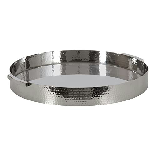 Kate and Laurel 16-Inch Round Hammered Stainless Steel Decorative Tray: $91.49