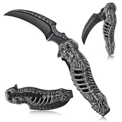 Purple Dragon Black Curved Blade Folding Pocket Knife for $14 + free shipping w/ Prime
