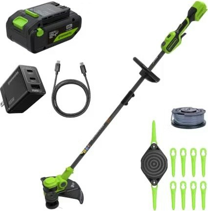 Greenworks 24V 13-inch String Trimmer 4.0Ah Battery 10-Pack Replacement Blades: $100