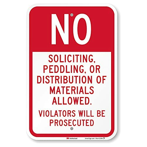 SmartSign 12" x 18" Reflective Aluminum No Soliciting Sign: $6.93