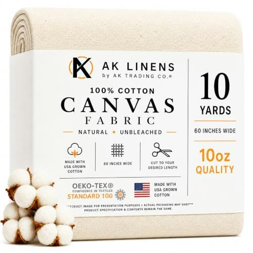 AK Trading Co. 10oz Natural Cotton Duck Canvas Fabric 10-Yard Roll: $73.88 AK Trading Co. 10oz Natural Cotton Duck Canvas Fabric 10-Yard Roll: $73.88