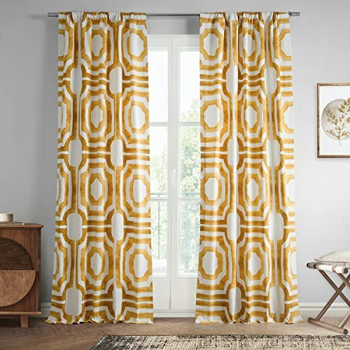 HPD Half Price Drapes Mecca Geometric Gold 50x120-Inch Room Darkening Curtain: $28.35