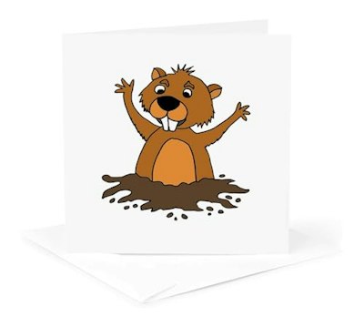 3dRose Cute Funny Groundhog Cartoon Greeting Card for $7 + free shipping w/ Prime