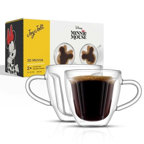 JoyJolt Disney Minnie Mouse 3D Double Wall Espresso Glass Set 2-Pack: $19.60