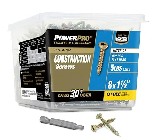 Power Pro #8 x 1-1/2-inch Gold Zinc Wood Screws 927-Pack: $28.15 Power Pro #8 x 1-1/2-inch Gold Zinc Wood Screws 927-Pack: $28.15
