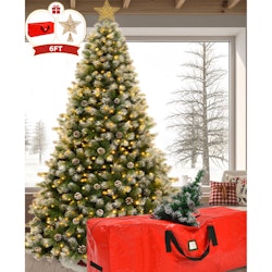 Yexmas 6-Foot Pre-Lit Christmas Tree with Tree Topper and 8-Modes LED Lights for $60 + free shipping