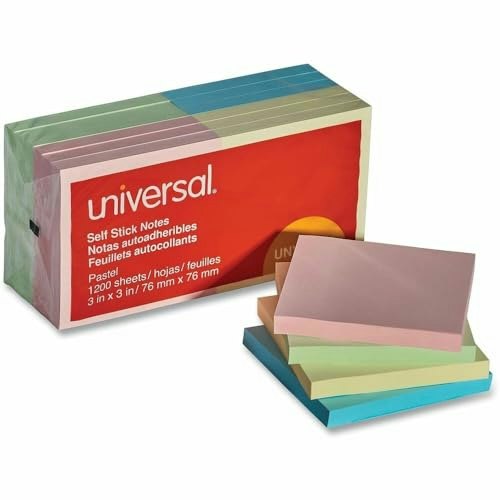 Universal 3" x 3" Pastel Self-Stick Notes 12-Pack: $9.77