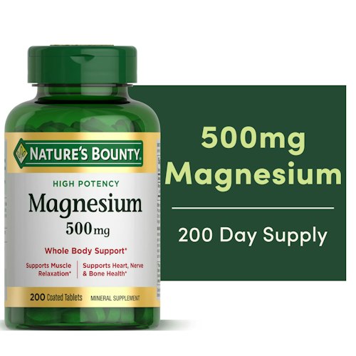 Nature's Bounty 200-Tablet 500mg Magnesium Oxide Supplement for $7 + free shipping w/ $35