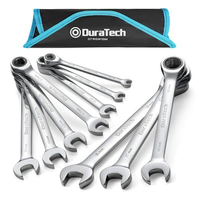 DuraTech 10-Piece Ratcheting Combination Wrench Set, Metric for $34 + free shipping w/ Prime