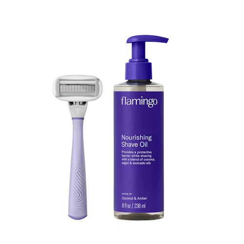Flamingo 5-Blade Razor Shaving Set for Women w/ Nourishing Shave Oil for $15 + free shipping w/ Prime