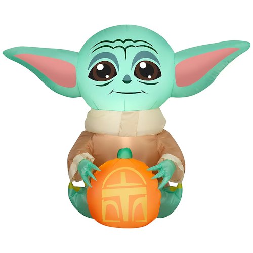 Star Wars The Mandalorian Yoda Jack-o-Lantern 3-Foot Lighted Inflatable for $28 + free shipping