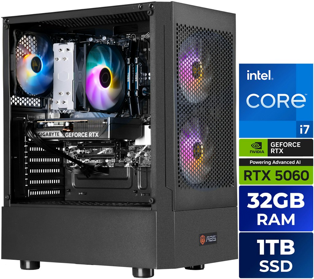 ABS Flavonius Aqua Core i7-14700F Gaming Desktop PC w/ GeForce RTX 5060: $1,250