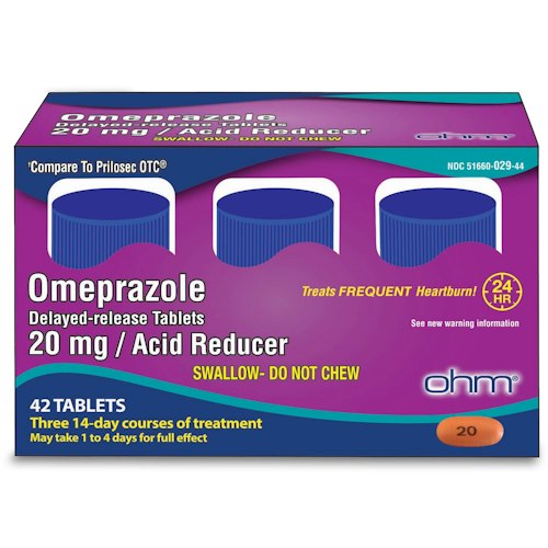 42 Tablets Omeprazole 20mg Delayed-Release Acid Reducer for $8 + free shipping