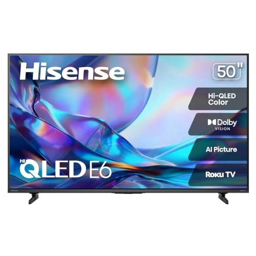 Hisense E6SR Series 50E6SR 50" 4K HDR QLED UHD Smart Roku TV: $249.99