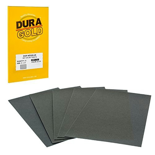 Dura-Gold 5-1/2" x 9" 320-Grit Wet or Dry Sandpaper Sheets 25-Pack: $9.99