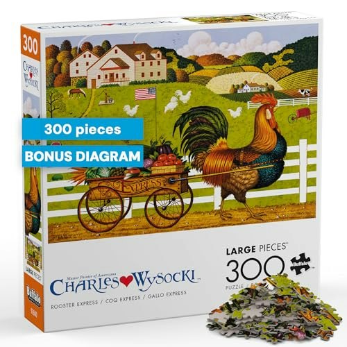 Buffalo Games Rooster Express Charles Wysocki 300-Piece Jigsaw Puzzle: $10.56 Buffalo Games Rooster Express Charles Wysocki 300-Piece Jigsaw Puzzle: $10.56