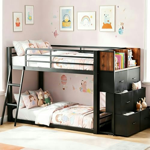 Twin Over Twin Bunk Bed with Storage Dresser: $199.99 Twin Over Twin Bunk Bed with Storage Dresser: $199.99