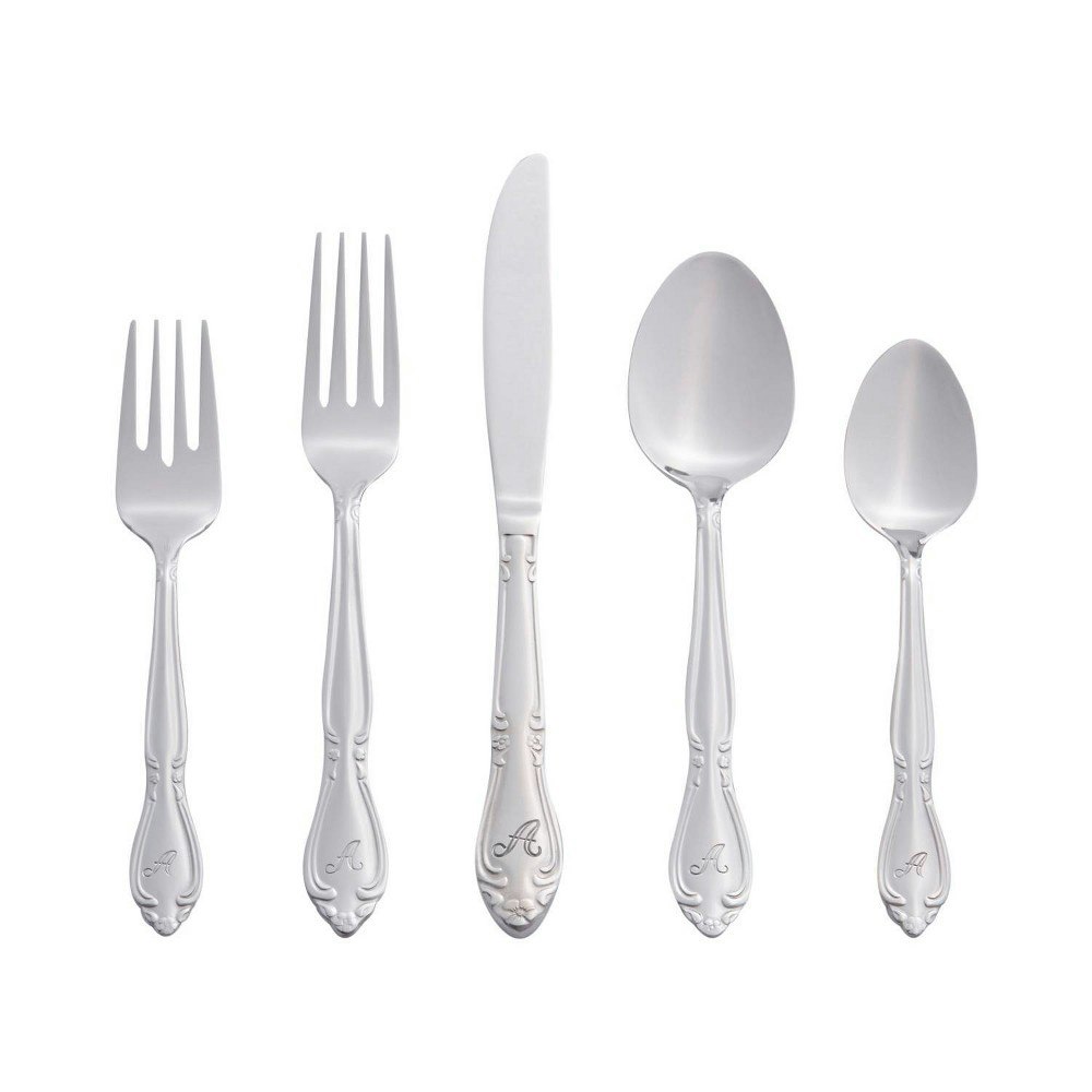 RiverRidge Rose Monogrammed Stainless Steel Flatware Set 46-Piece: $47.99 RiverRidge Rose Monogrammed Stainless Steel Flatware Set 46-Piece: $47.99