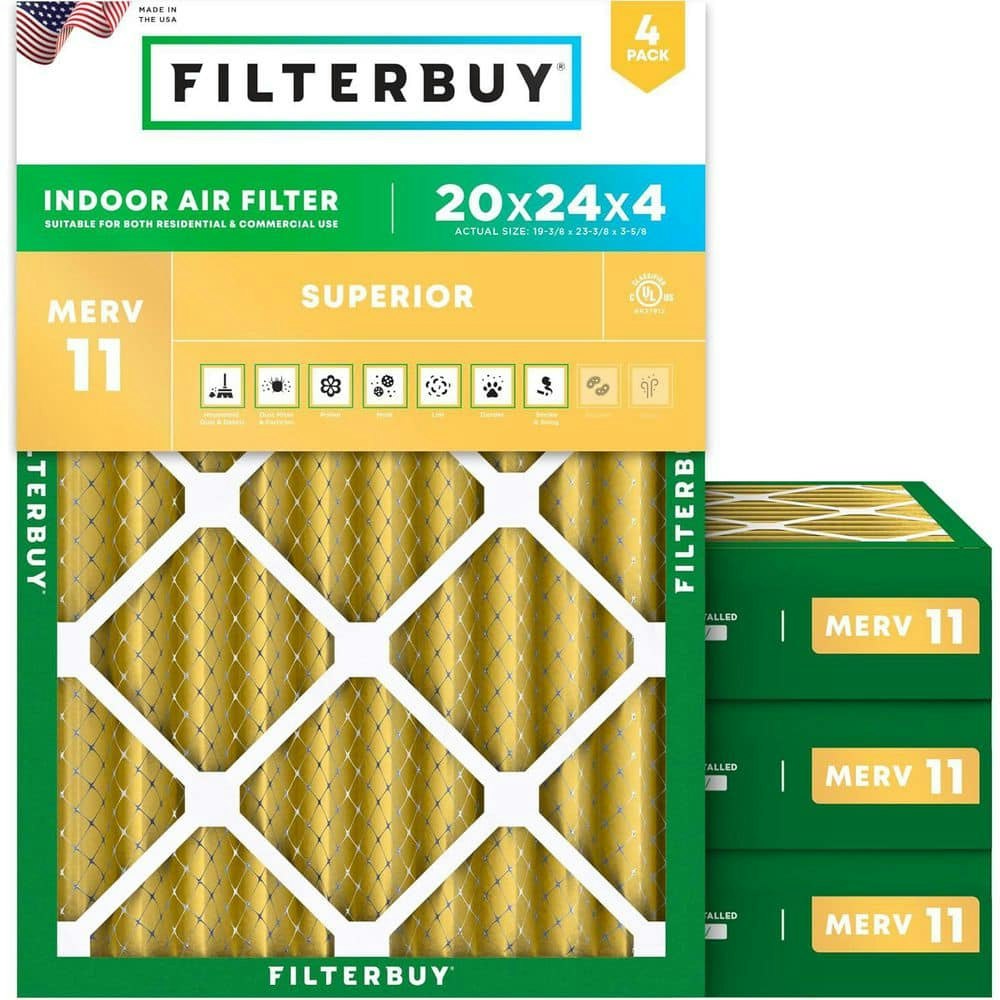 20" x 24" x 4" MERV 11 Allergen Defense Pleated Air Filter 4-Pack: $97.96