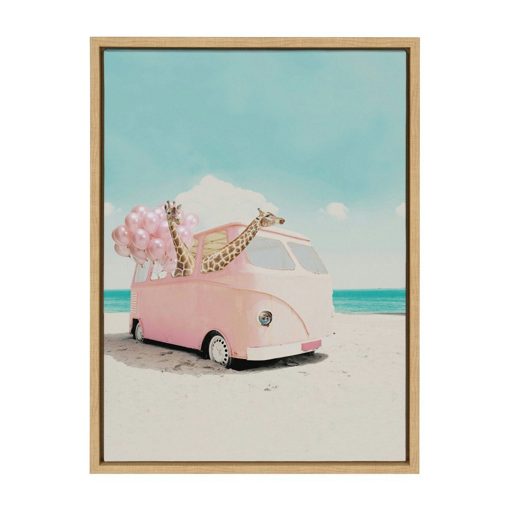 Kate & Laurel 18"x24" Sylvie Pink Van Giraffe Wall Art: $59.99 Kate & Laurel 18"x24" Sylvie Pink Van Giraffe Wall Art: $59.99