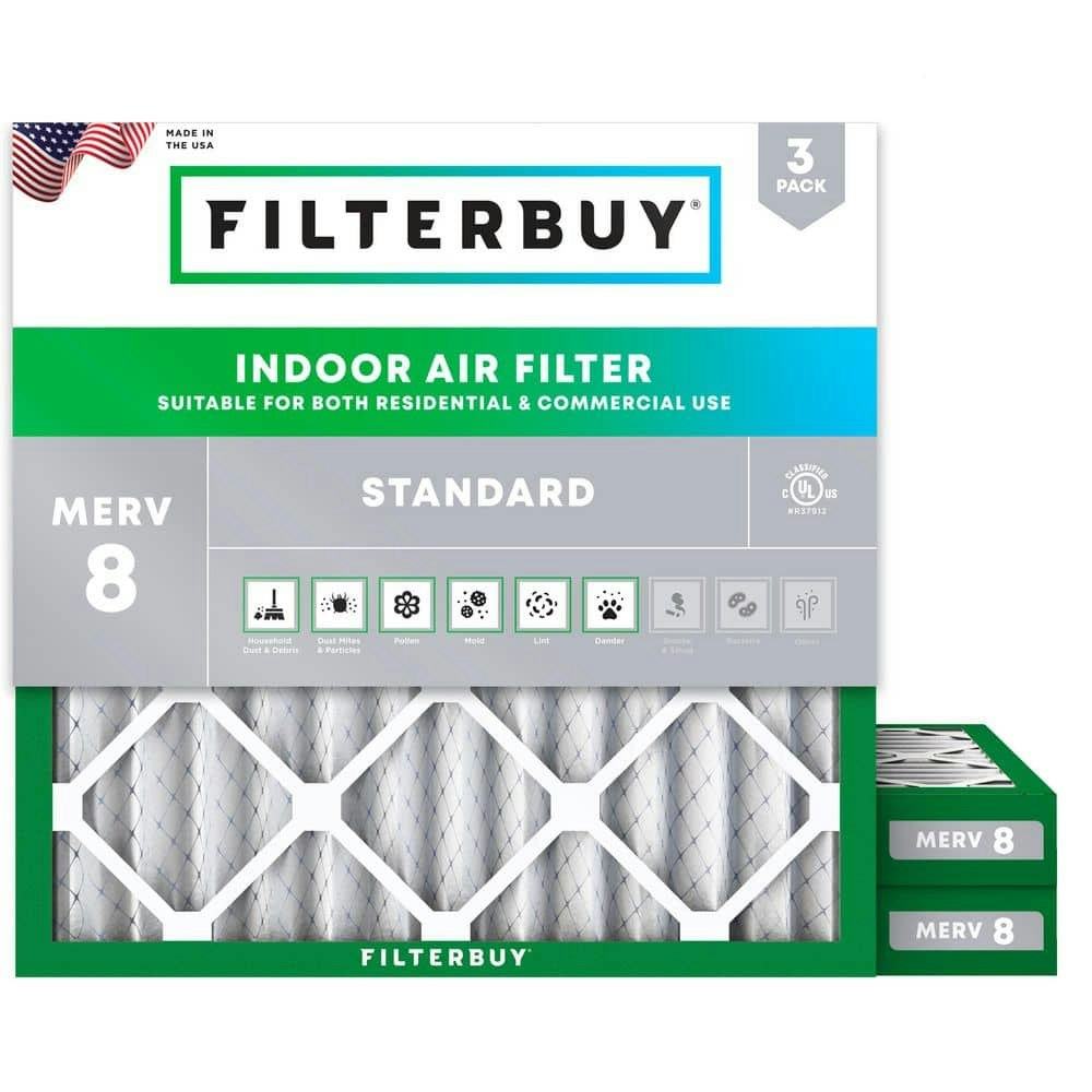 25" x 25" x 2" MERV 8 Pleated HVAC Furnace Air Filter 3-Pack: $62.97