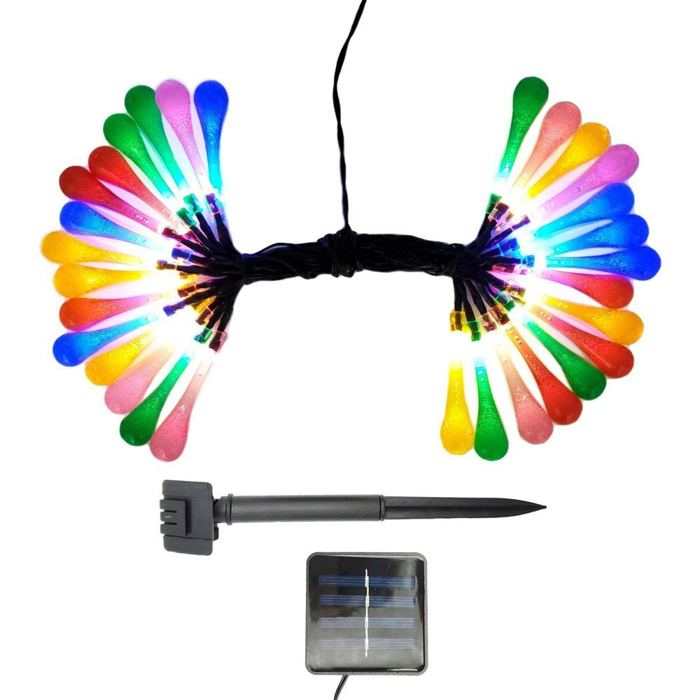 Lumabase Solar-Powered Crystal Water Drop String Lights: $11.29