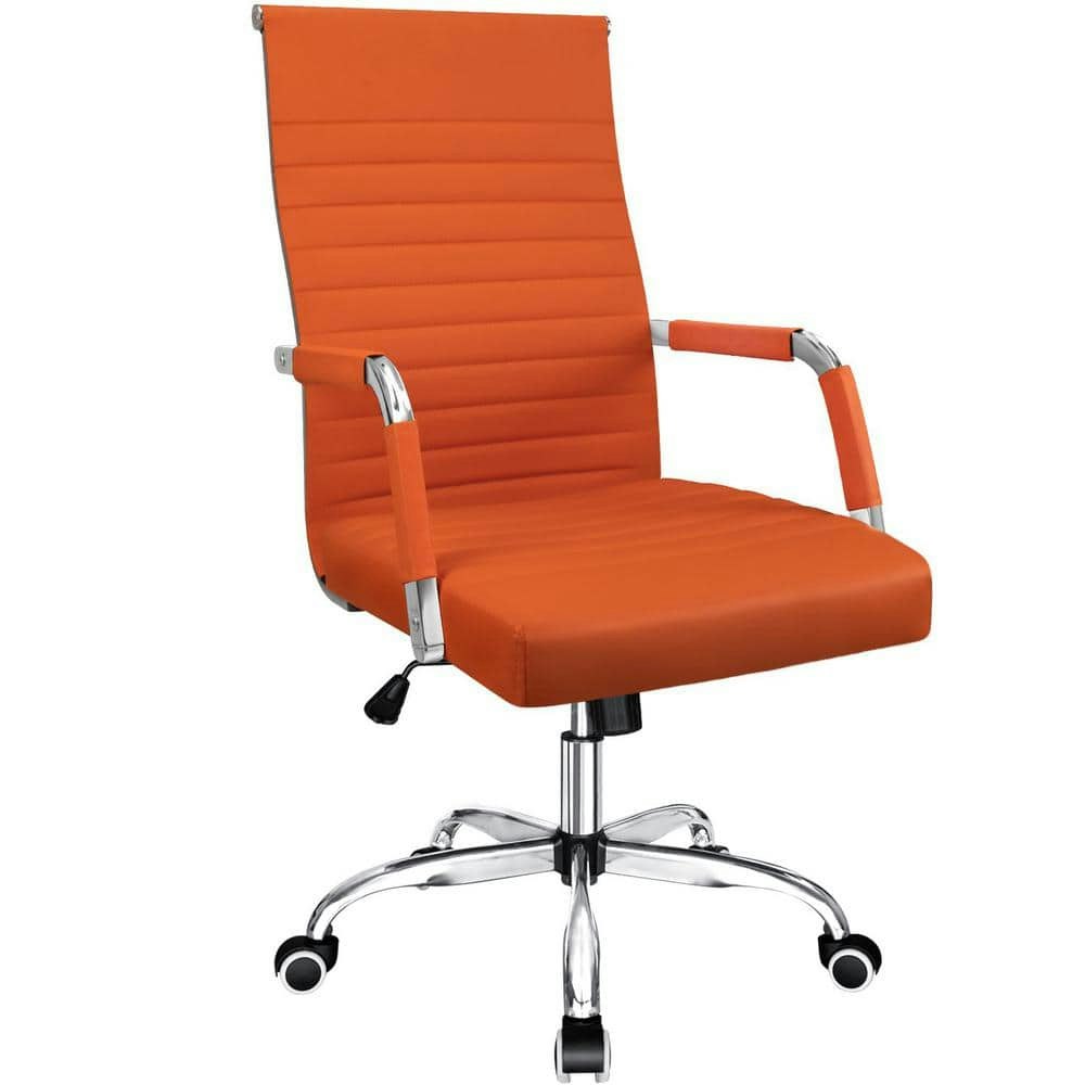 Orange Ribbed Mid-Back PU Leather Office Task Chair: $69.62 Orange Ribbed Mid-Back PU Leather Office Task Chair: $69.62