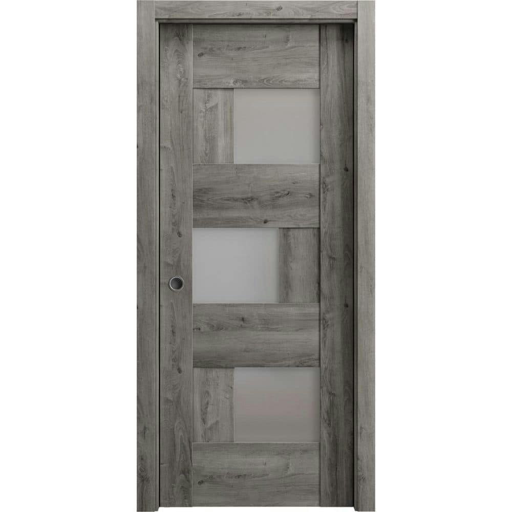30" x 96" 1-Panel Nebraska Grey MDF Sliding Door with Hardware: $1,250.98