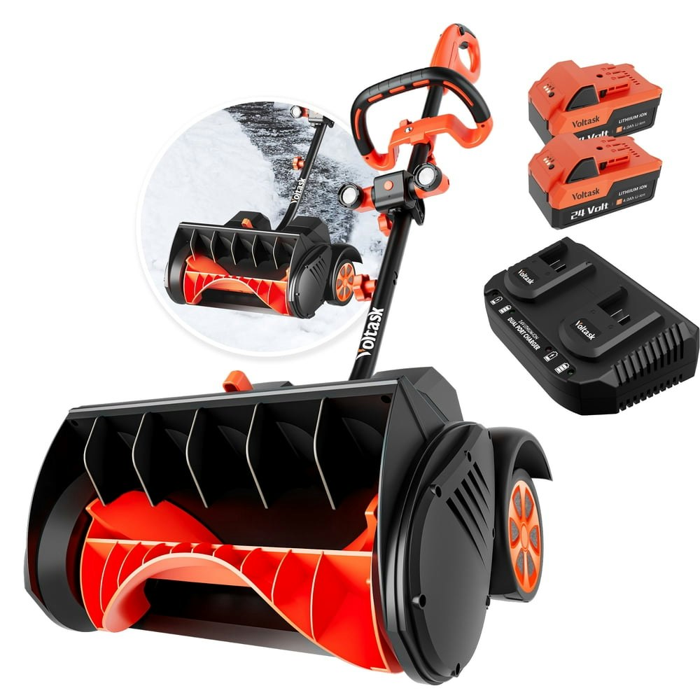 Voltask 16-inch 48V Cordless Electric Snow Shovel with 2 Batteries and Dual Charger: $207.58